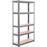 G-Rack Estantería de cochera: 150 cm x 75 cm x 30 cm- una bahía- Unidad de 5 Niveles de Color Gris- Peso de Carga de 175…